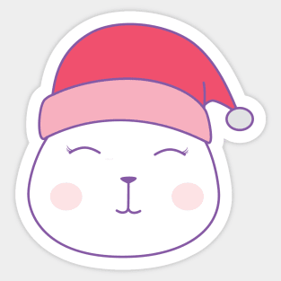 cat in santa claus christmas hat Sticker